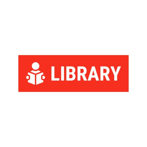 Library Sign Board Red Color Sticker | Pack of 3 |12 x 4 inches