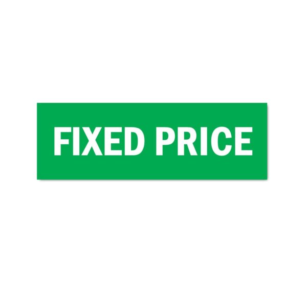 Fixed Price Sign Sticker Green Color | Pack of 3 | 12 x 4 inches