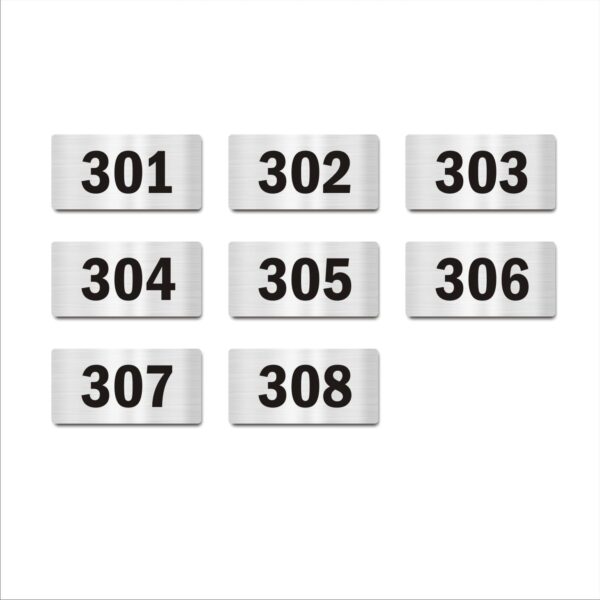 Third Floor Eight Door Numbers Silver 2mm thickness 4 x 2 inches Acrylic Board Pack of 8