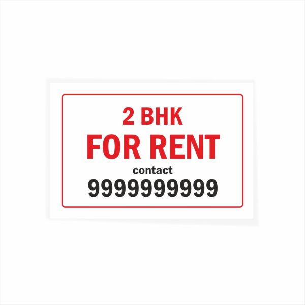 2 BHK for Rent Cloth Banner 3 x 2 feet Waterproof, Long Durable Latex Printed Signage for Houses, Flats, Apartments Pack of 2 Pieces | Mindcraftz