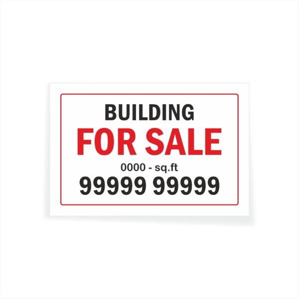 Building for Sale with Square feet Cloth Banner 3 x 2 feet Waterproof, Long Durable Latex Printed Signage for Shops, Retails, Showroom Pack of 2 Pieces | Mindcraftz