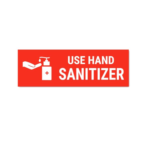 Sanitize Your Hand Sign Board Sticker Red Color | Pack of 3 | 12 x 4 inches