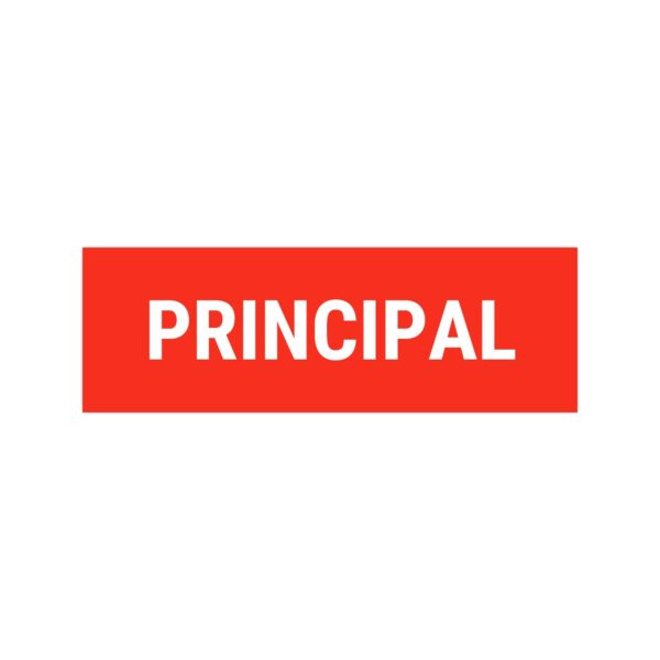 Principal Sign Board Red Color Sticker | Pack of 3 |12 x 4 inches