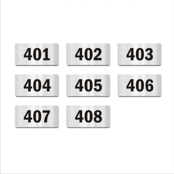 Fourth Floor Eight Door Numbers Silver 2mm thickness 4 x 2 inches Acrylic Board Pack of 8