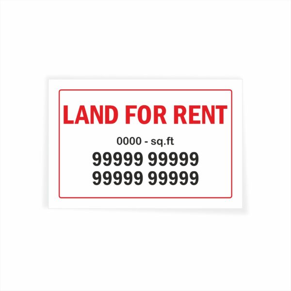 Land for Rent with Square feet Type A Cloth Banner 3 x 2 feet Waterproof, Long Durable Latex Printed Signage for Lands, Site Pack of 2 Pieces | Mindcraftz