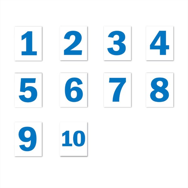 Seriel Number 1 to 10 White Blue color Large Size | Pack fo 10