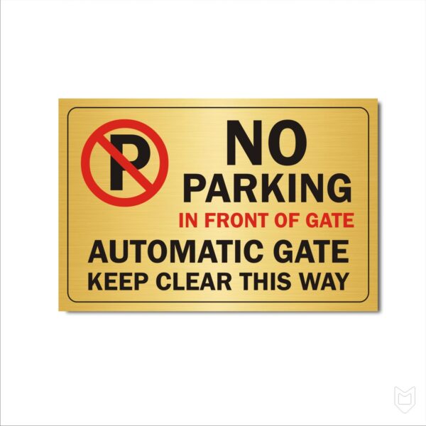 No parking Automatic Gate Acrylic Board Golden color 2mm thick 12x8 Inches Pack of 1