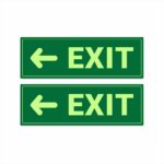 Exit Left Arrow Night Glow Radium Acrylic Sign Board 15 x 5 Inches Waterproof High Visibility Emergency Safety Sign Mindcraftz