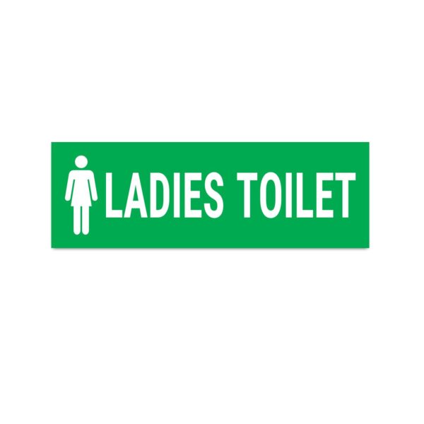Ladies Toilet Sign Board Green Color | Pack of 3 | 12 x 4 inches