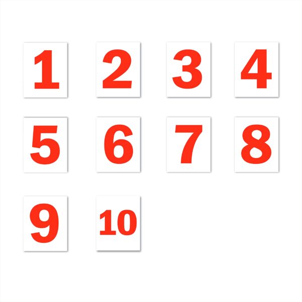 Seriel Number 1 to 10 White Red color Large Size | Pack fo 10