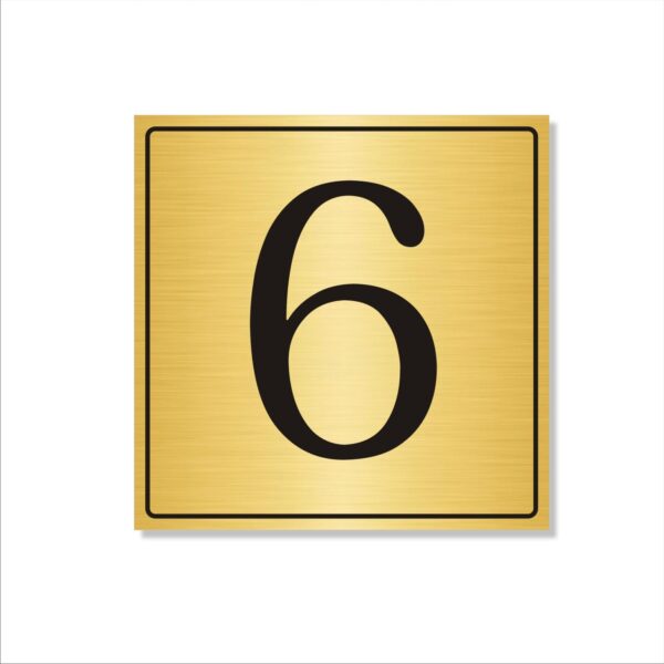 Number 6 Gold Color Acrylic Sign Board Large 18 x 18 inches 3mm Thickness Pack of 1 | Multi Purpose Boards for Arranging Blocks, Towers, Office Sections, Warehouse, Godowns etc