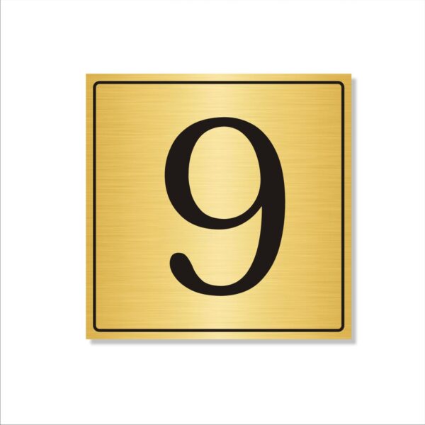 Number 9 Gold Color Acrylic Sign Board Large 18 x 18 inches 3mm Thickness Pack of 1 | Multi Purpose Boards for Arranging Blocks, Towers, Office Sections, Warehouse, Godowns etc
