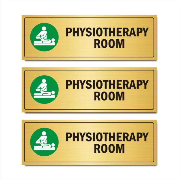 Physiotheraphy Room Acrylic Sign Board Gold Color for Hospitals 15 x 5 Inches Pack of 3|Mindcraftz