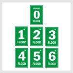 Six Floors Lifts Lobby Stair case Self Adhesive Green Color Sticker 12 x 8 inches Pack of 7
