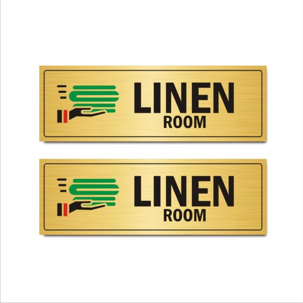Linen Room Acrylic Sign Board 15 x 5 Inches Gold Color for Hospital, Clinics Pack of 2| Mindcraftz