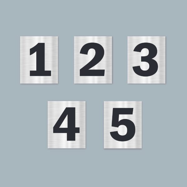 Serial Numbers 1 to 5 Silver color Large Size Acrylic boards