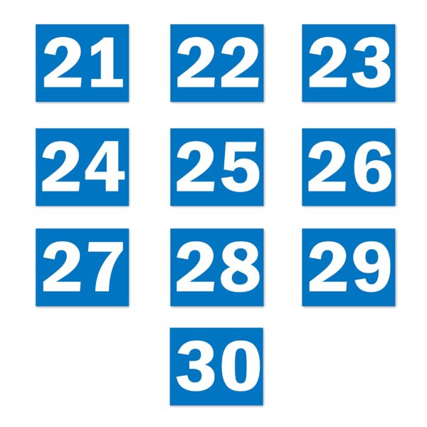 Seriel Number Sign board 21 to 30 Blue color Large Size