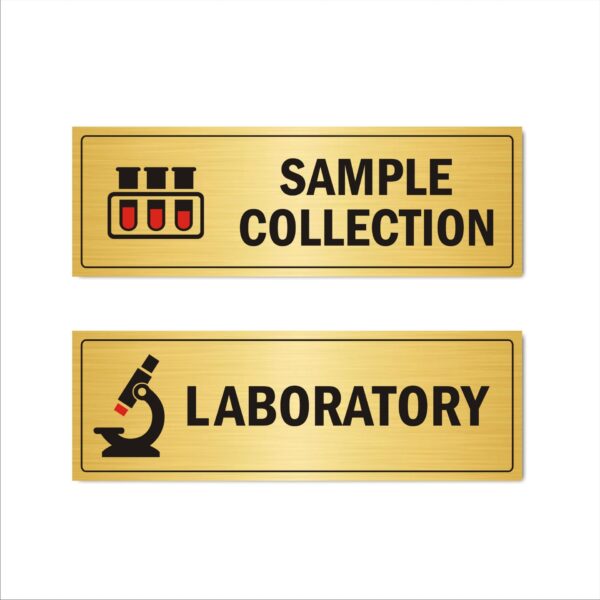 Sample Collection and Laboratory Hospital Sign Board Acrylic 15 x 5 Inches Gold Color Mindcraftz