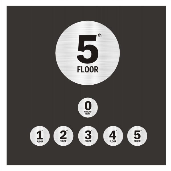 G Plus Five floors Round Border Less style Stairs Lifts Lobby Acrylic Sign Board