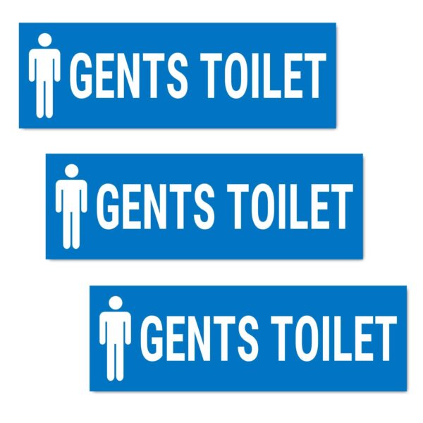 Gents Toilet Sign Board Sticker Blue Color | Pack of 3 | 12 x 4 inches
