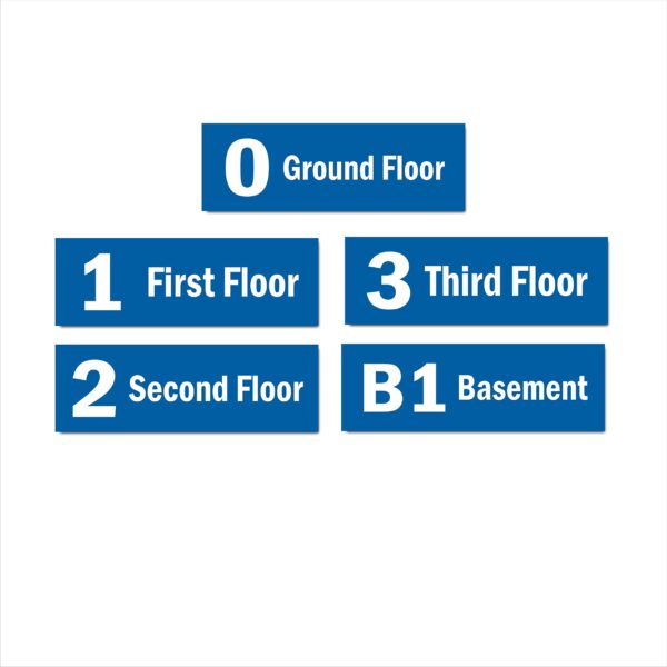 Stairs | Lifts Floors Sign Boards Display Stickers Blue Color for Three Floors Buildings Apartments | Pack of 5 | 15 x 5 inches