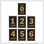 Six Floors Lifts Lobby Stair case Self Adhesive Black Gold Color Sticker 12 x 8 inches Pack of 7