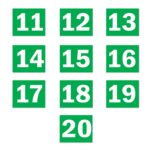 Seriel Number Sign board 11 to 20 Green color Large Size