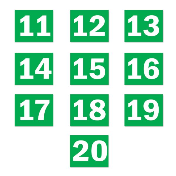 Seriel Number Sign board 11 to 20 Green color Large Size