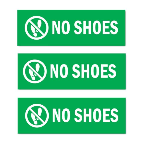 No Shoes Sign Board Green Color Pack of 3 | 12 x 4 inches
