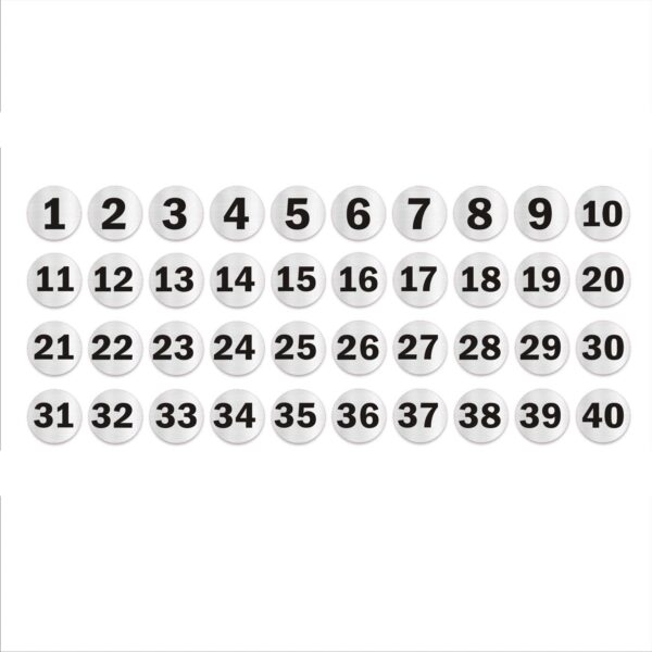 1 to 40 Seriel Number Round Stickers with Acrylic board | 4 x 4 inches
