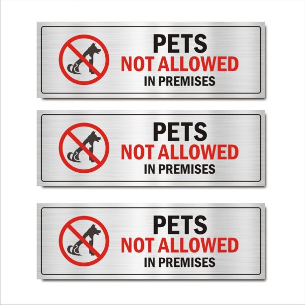 Pets Not Allowed in Premises Acrylic Sign Board Silver Color for Hospitals 15 x 5 Inches Pack of 3|Mindcraftz