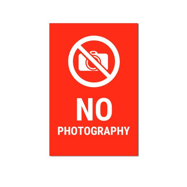 No Photography Sign Board Red Color Sticker | Pack of 2 |12 x 8 inches