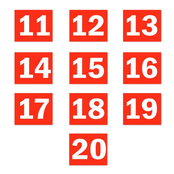Seriel Number Sign board 11 to 20 Red color Large Size