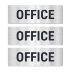 Office Sign Board Stickers Silver Black Color | Pack of 3 | 12 x 4 inches