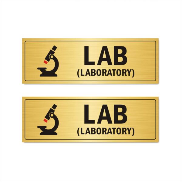 LAB Laboratory Acrylic Signboard Self Adhesive Gold color 15x5 Inches 2mm thick Suitable for hospital, Clincs, healthcare Office, labs, etc. Pack of 2 | Mindcraftz