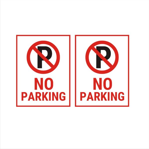No Parking Sign Board | 12 x 8 inches | Red Color | Pack of 2