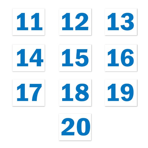 Seriel Number Sign board 11 to 20 White Blue color Large Size