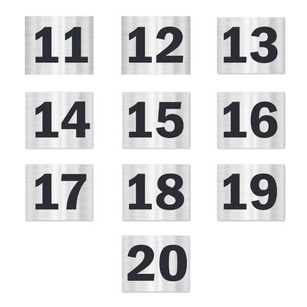 Seriel Number Sign board 11 to 20 Silver Black color Large Size