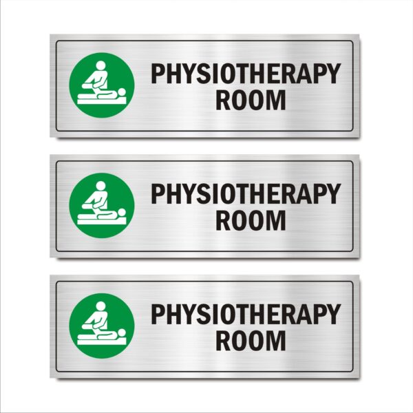 Physiotheraphy Room Acrylic Sign Board Silver Color for Hospitals 15 x 5 Inches Pack of 3|Mindcraftz