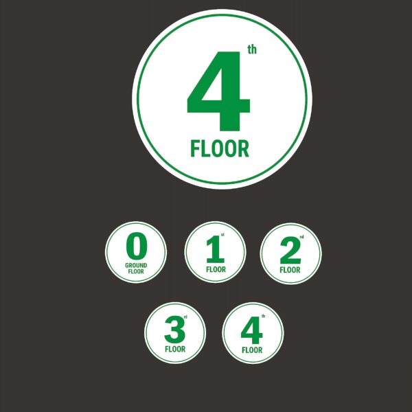 Round Green Border style Lifts Lobby Stair Sign Boards