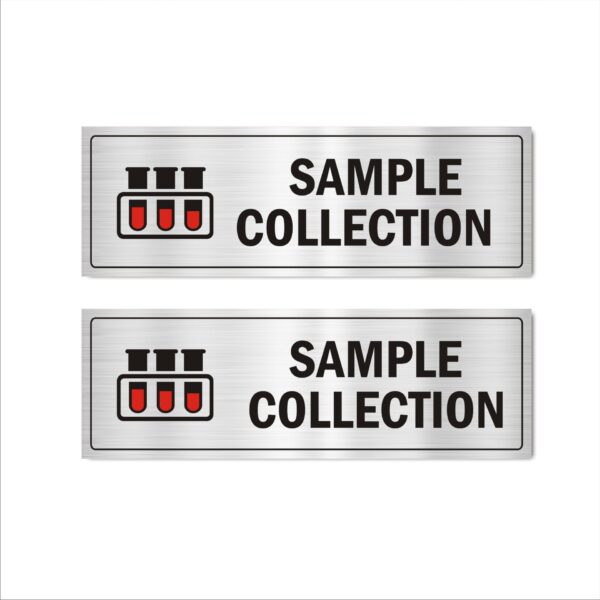 Sample Collection Acrylic Signboard Self Adhesive Silver color 15x5 Inches 2mm thick Suitable for hospital, Clincs, healthcare Office, labs, etc. Pack of 2 | Mindcraftz?