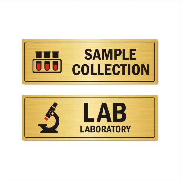 Sample collection LAB Laboratory Acrylic Signboard Self Adhesive Gold color 15x5 Inches 2mm thick Suitable for hospital, Clincs, healthcare Office, labs, etc. Pack of 2 | Mindcraftz?