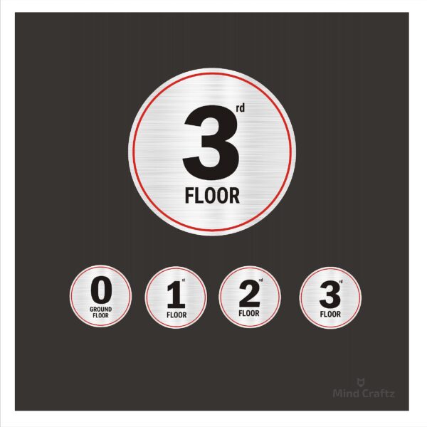 Round Red Border style Lifts Lobby Stair Sign Boards