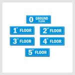 Five Floor Lifts Lobby Stair case Acrylic Sign Board Blue color 2mm thickness 15 x 5 inches Pack of 6