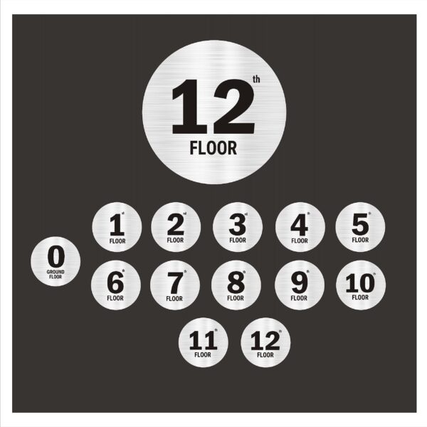 G Plus Twelve floors Round Border Less style Stairs Lifts Lobby Acrylic Sign Board