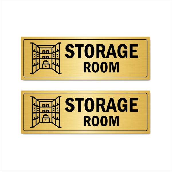Storage room Acrylic Sign Board gold color 2mm thick 15x5 Inches pack of 2
