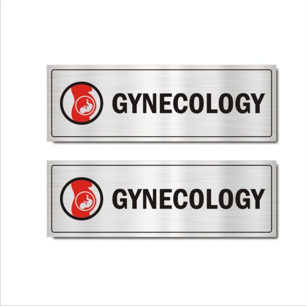 Gynecology Acrylic Sign Board 15 x 5 Inches Silver Color for Hospital, Clinics Pack of 2| Mindcraftz