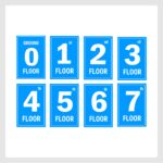 Seven Floors Lifts Lobby Stair case Self Adhesive Blue Color Sticker 12 x 8 inches Pack of 8