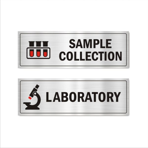 Sample Collection and Laboratory Hospital Sign Board Acrylic 15 x 5 Inches Silver Color Mindcraftz