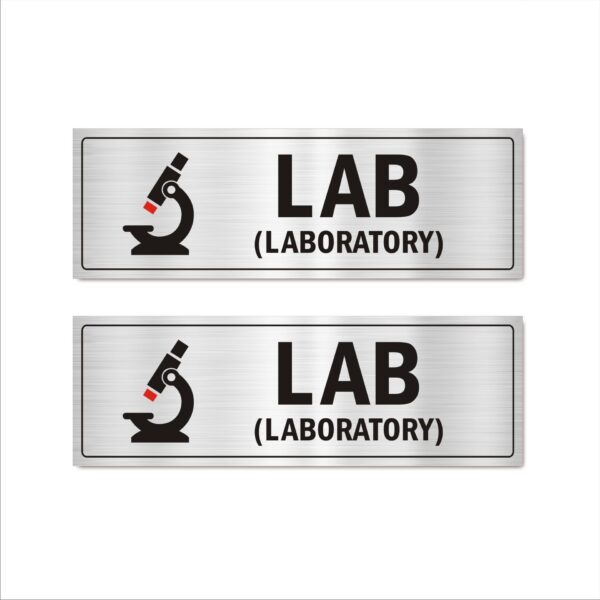 LAB Laboratory Acrylic Signboard Self Adhesive Silver color 15x5 Inches 2mm thick Suitable for hospital, Clincs, healthcare Office, labs, etc. Pack of 2 | Mindcraftz
